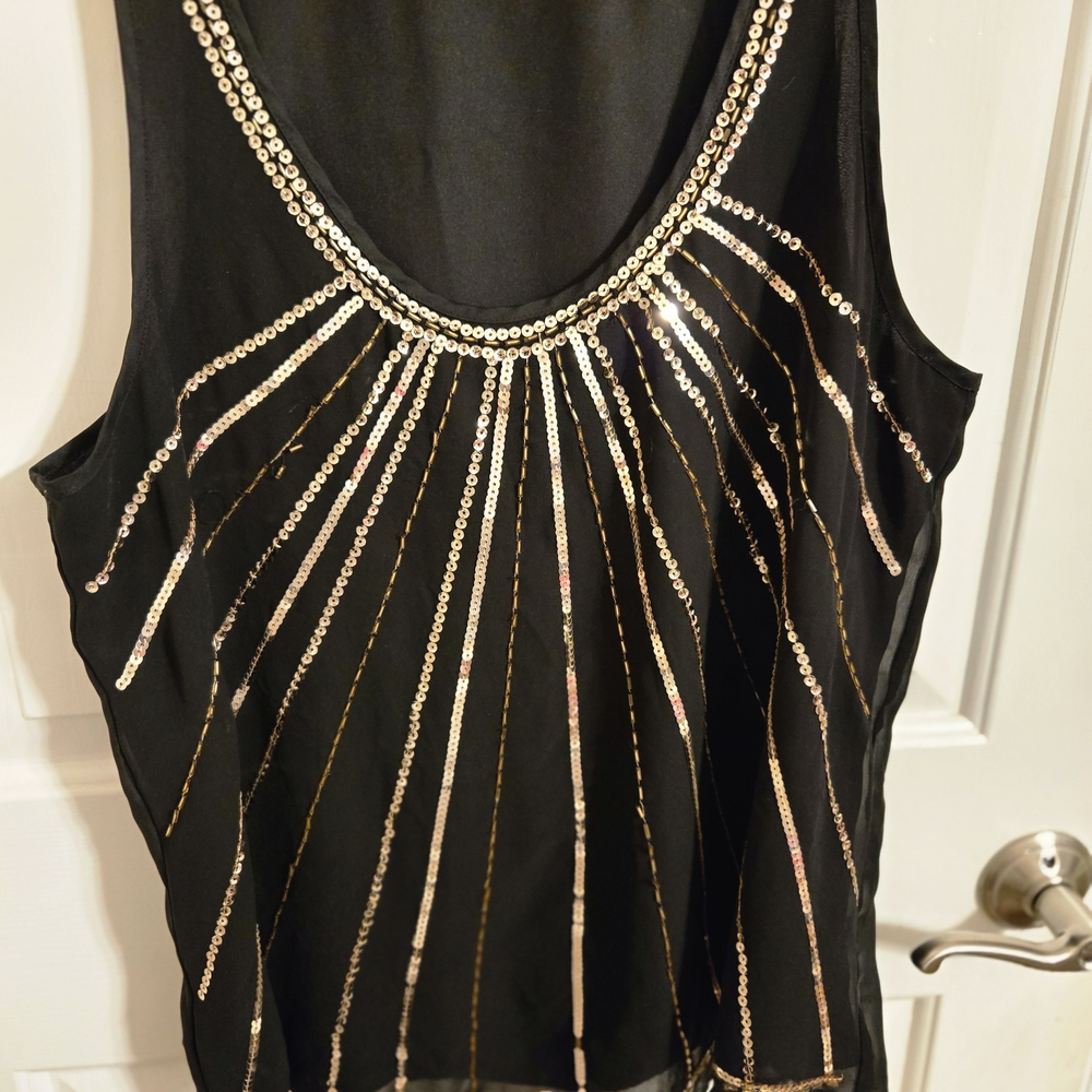 Black and Gold Sequin Embellished Women's Top